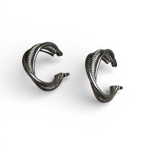 Smokey Black Snake Hoop Earrings